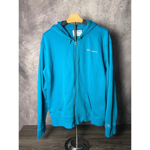 Champion Tops - Champion Authentic Athleticwear Teal Full-Zip Hooded Sweatshirt Size XL